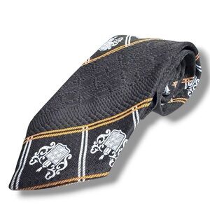 VTG 1950s Liebert Brown Orange Crest NeckTie Jim Hoggard Gentlemen’s Clothier